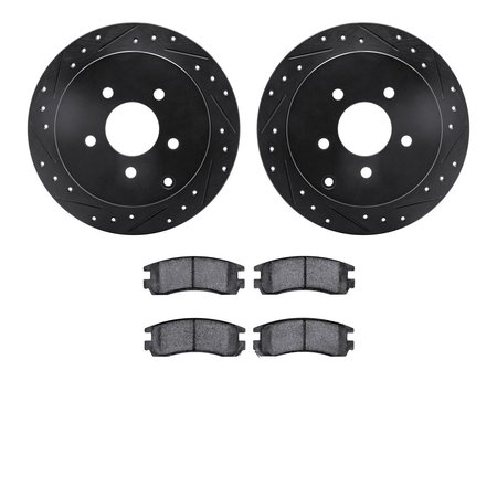 DYNAMIC FRICTION CO 8302-47043, Rotors-Drilled and Slotted-Black with 3000 Series Ceramic Brake Pads, Zinc Coated 8302-47043